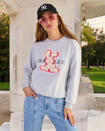 Royalfashion Női pamut vékony nyomtatott pulóver