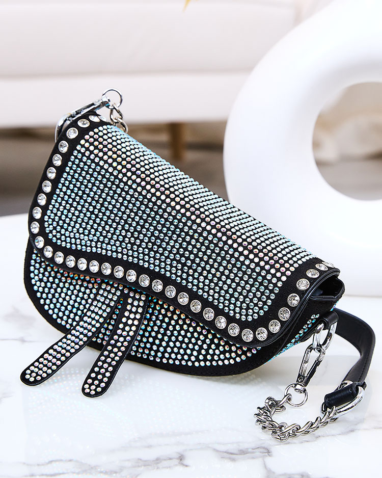 Royalfashion Fekete női kézitáska gyöngyös cirkonokkal