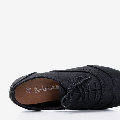 Czarne damskie półbuty ażurowe Gresian - Obuwie