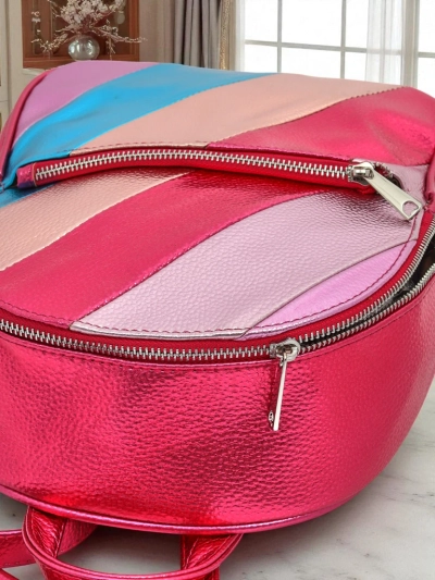 Royalfashion női hátizsák ökobőrből, metál csíkokkal Metallic Stripes