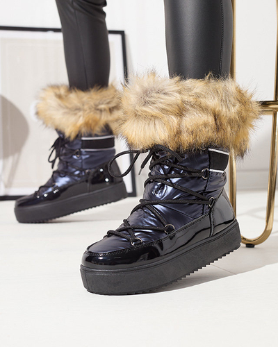 Női tengerészkék lakkozott hócsizma Luccav- Lábbeli