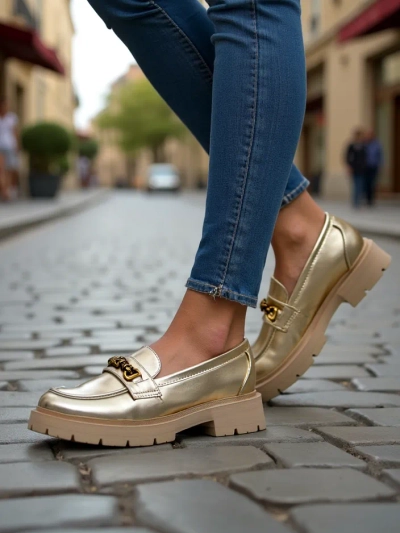 Royalfashion Női mokaszin aranyozott Goldlove