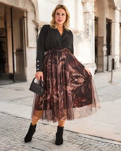Royalfashion Női kétrétegű midi szoknya