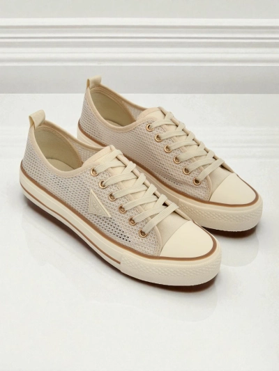 Aurelia Beige - női szövet tornacipő lapos, 3 cm-es talpon