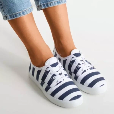 OUTLET Csíkos, sötétkék női tornacipő Seashell - Cipő