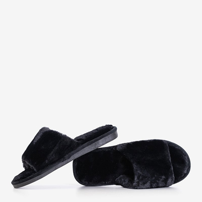 Fekete női Ramane szőr papucs - Lábbeli