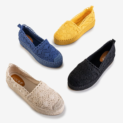 Fekete női áttört espadrillák az Abra platformon - lábbeli