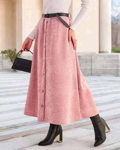 Royalfashion Női midi szoknya díszgombokkal