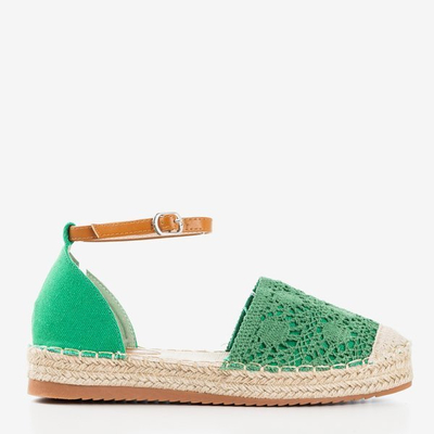 Zielone espadryle z ażurową cholewką Asti - Obuwie