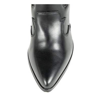 Czarne botki na słupku a'la kowbojki Catenia - Obuwie