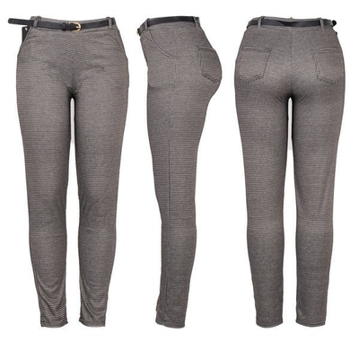 Spodnie w brązową pepitkę PLUS SIZE - Spodnie