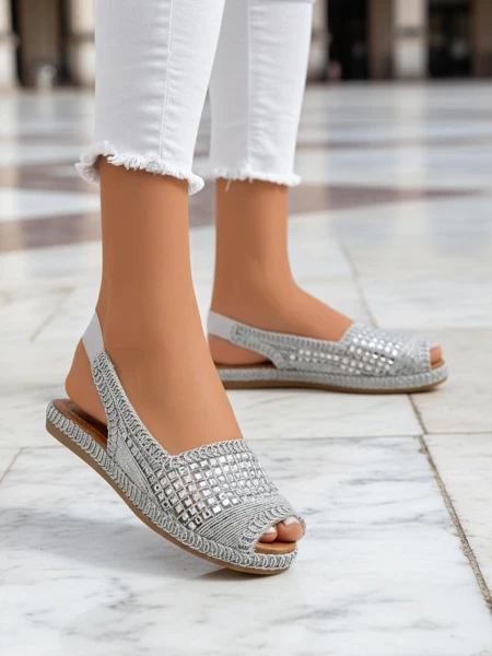 Royalfashion Női Belle Sparkle cirkónia köves espadrilles szandál