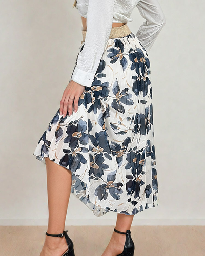Royalfashion Női pliszírozott virágos midi szoknya