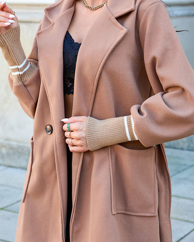 Royalfashion Női kabát camel színben