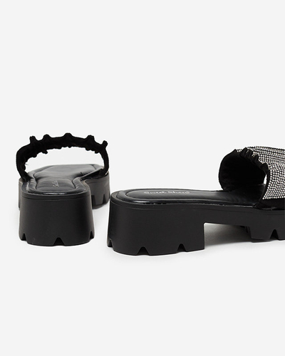 OUTLET Fekete női papucs cirkóniával Emkoy- Footwear