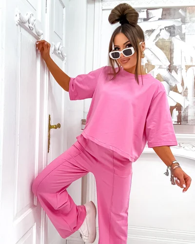 Royalfashion Női pamut szett, fokozatosan bővülő nadrággal