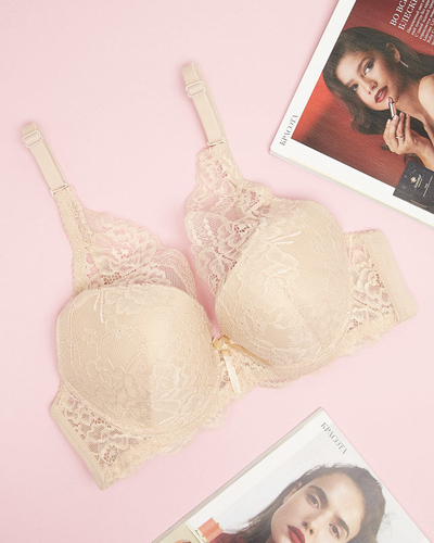 Női push-up melltartó bézs csipkével - Fehérnemű