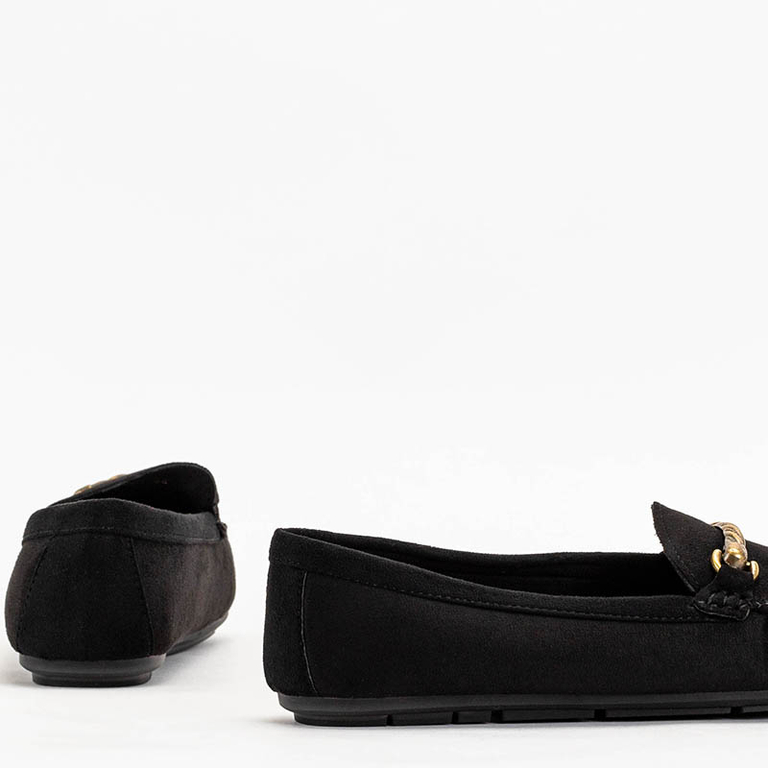 Fekete női mokaszinok Seriti díszítéssel - Cipő