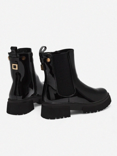 Lakkozott női eco bőr Calebi bokacsizma