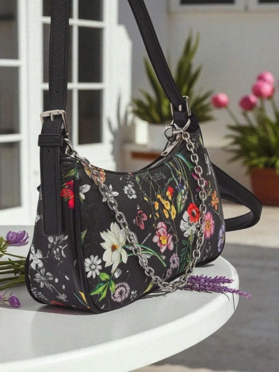 Royalfashion Kis női kézitáska ökobőrből, virágmintával Lily Bloom