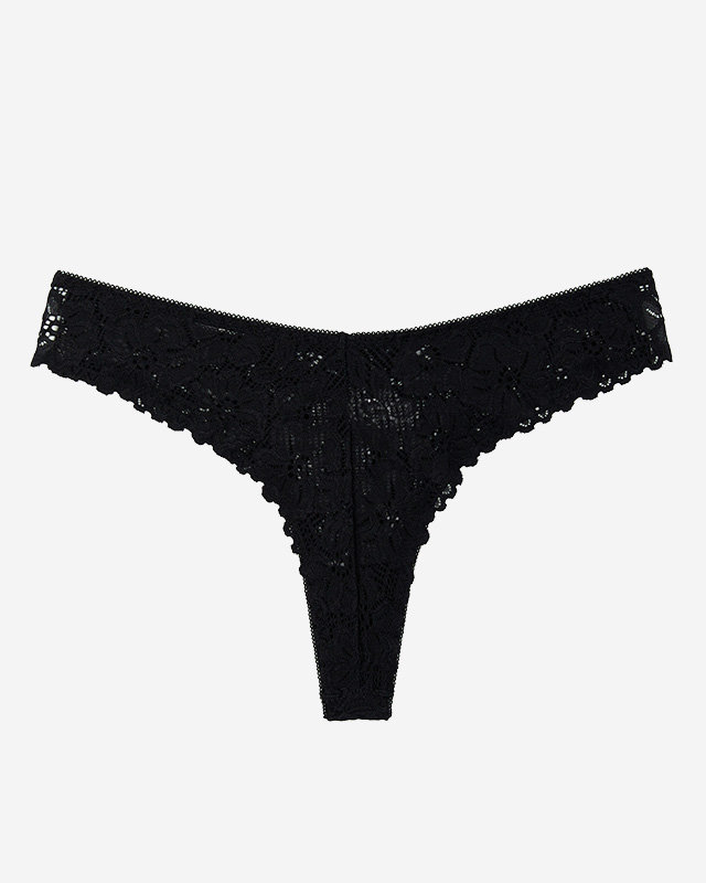 Női fekete csipke tangás bugyi - Fehérnemű