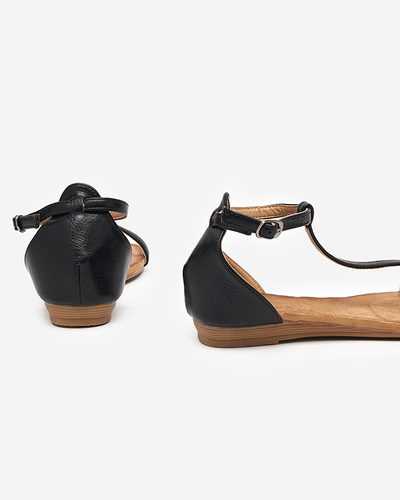 OUTLET Női fekete szandál öko-velúr betéttel Selione - Lábbeli