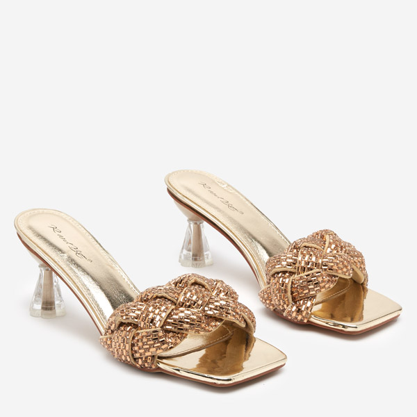 Arany lakkozott papucs alacsony sarkúval Sipeno - Lábbeli