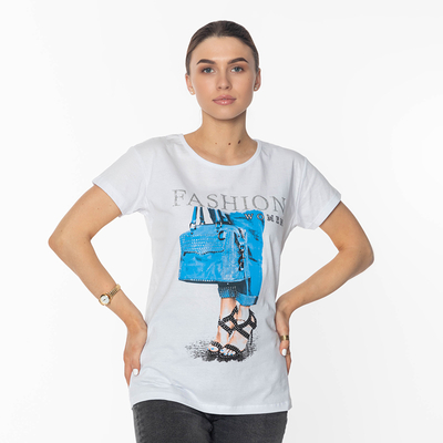 Fehér női póló FASHION- Ruhamintás