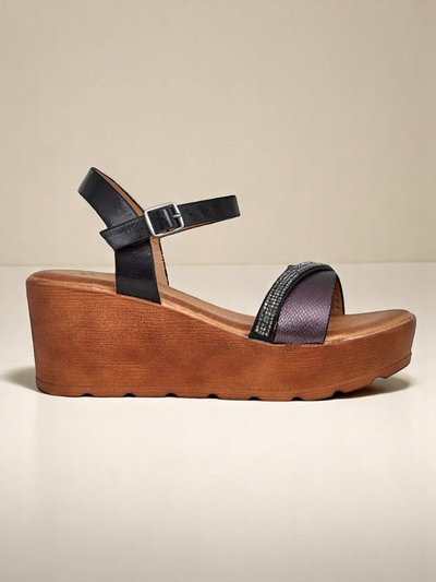 Royalfashion Női wedge szandál, strasszokkal és csillogással Aurora Glow