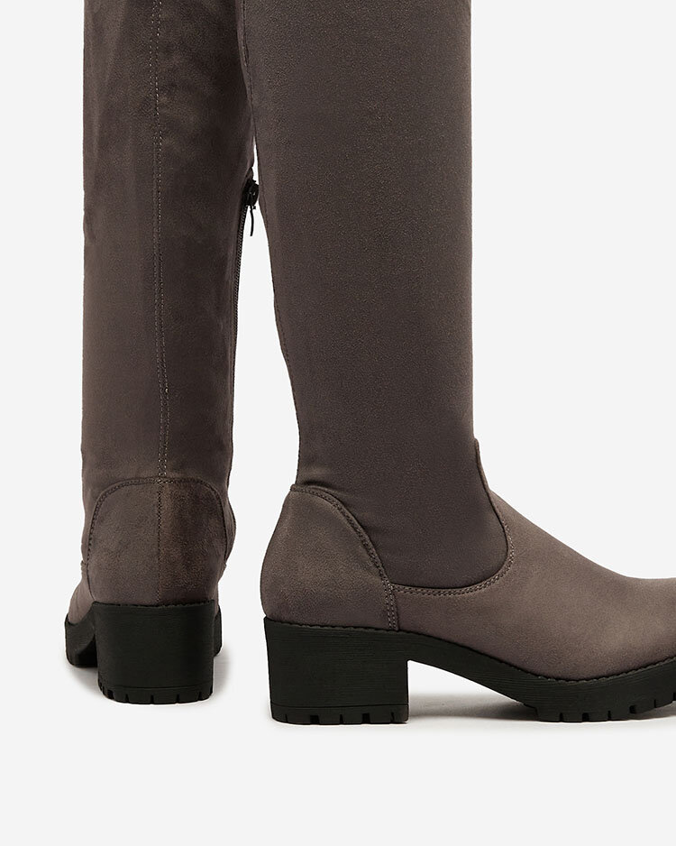 Royalfashion Maroon női térdig érő, lapos sarkú női csizma Keteris