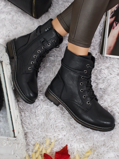 Ravonna női fűzős öko bőr bokacsizma