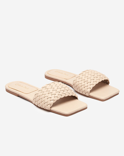 OUTLET Bézs színű női papucs fonott pánttal Netyka - Lábbeli