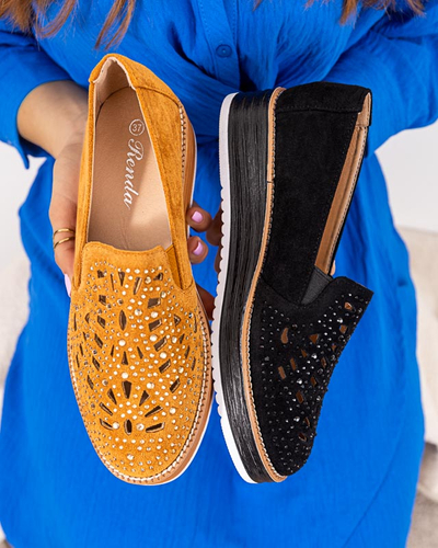 OUTLET Barna női cipő cirkóniákkal Lamsiou - Lábbeli