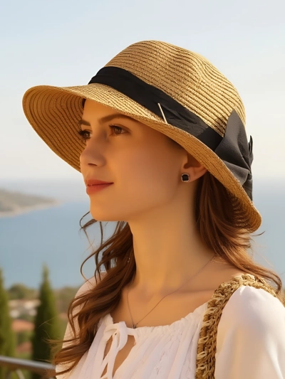 Royalfashion Női Szalmakalap Belle Szalaggal