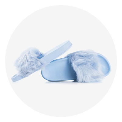 Kék papucs szőrrel Millie - Lábbeli