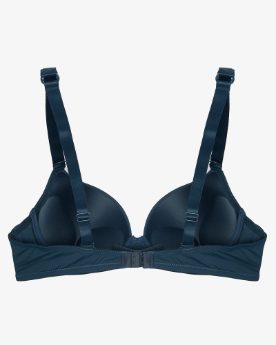 Royalfashion Navy kék egyszínű push-up melltartó díszített pántokkal