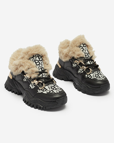 Női sportcipő szőrmével, fekete színben Reyma- Footwear