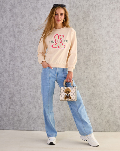 Royalfashion Női pamut vékony nyomtatott pulóver