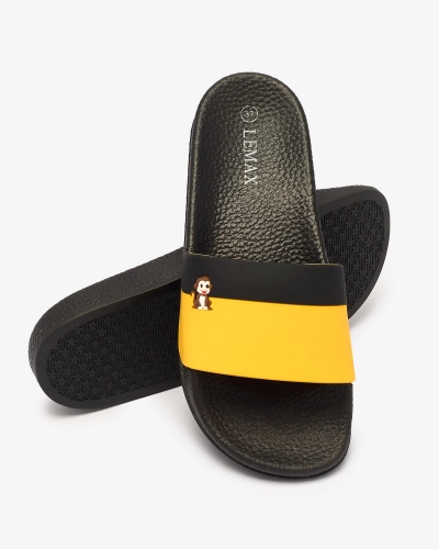 Royalfashion Sárga és fekete női gumitalpú flip-flop Lierigs