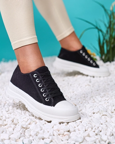 Royalfashion Fekete női platform tornacipő Spollero