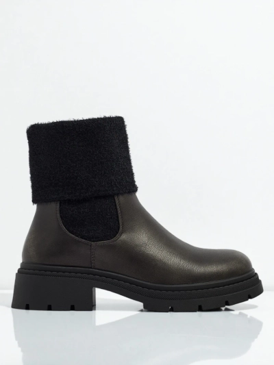 Női öko bőr bokacsizma szőrmével Kesy