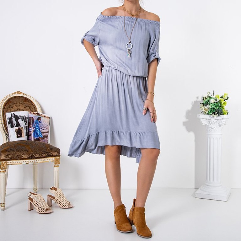 Női világosszürke aszimmetrikus spanyol ruha - Ruházat