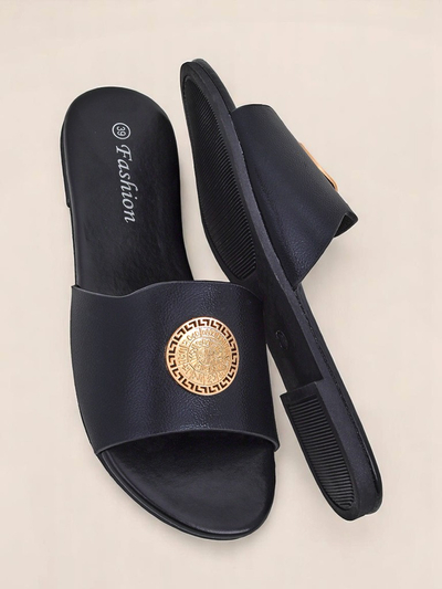 Royalfashion Női lapos talpú papucs Golden Slip