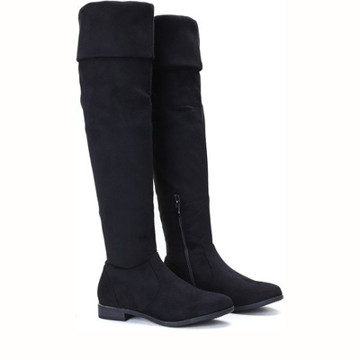 Czarne kozaki z wywijaną cholewką Jasmine - Obuwie