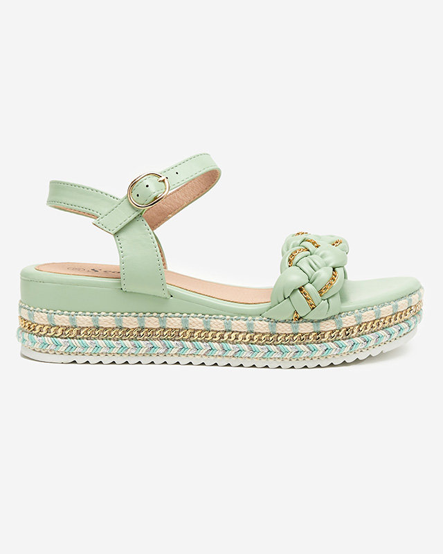 Rella zöld lapos női szandál - cipő