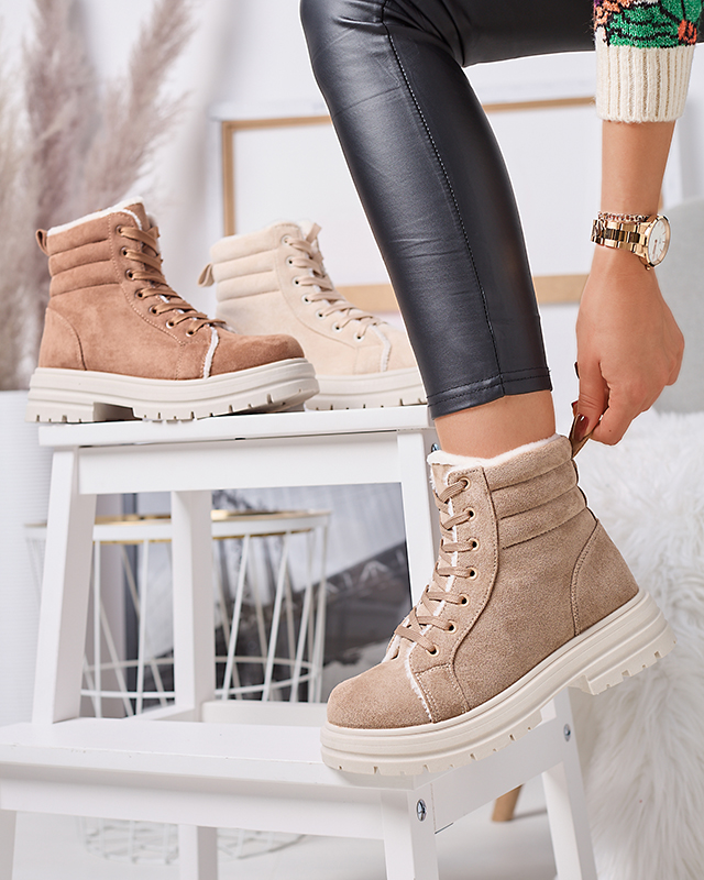 Női szigetelt trapper csizma barna színben Tivica - Lábbeli