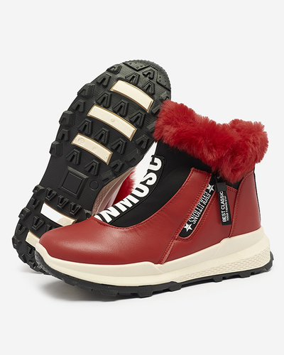 Piros női szőrmés szigetelt csizma Scherr- Footwear