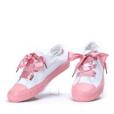 OUTLET Lila szalaggal kötött fehér és rózsaszín cipők - Lábbeli