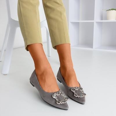 Szürke balerinák díszcsattal Vizerd - Lábbeli