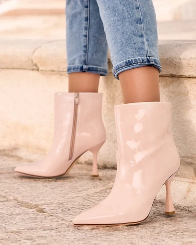 Royalfashion Loori lakkozott női tűsarkú csizma